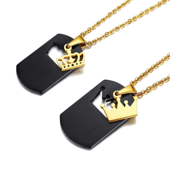 His and Hers Stainless Steel Necklace Set - Picture 1 of 2